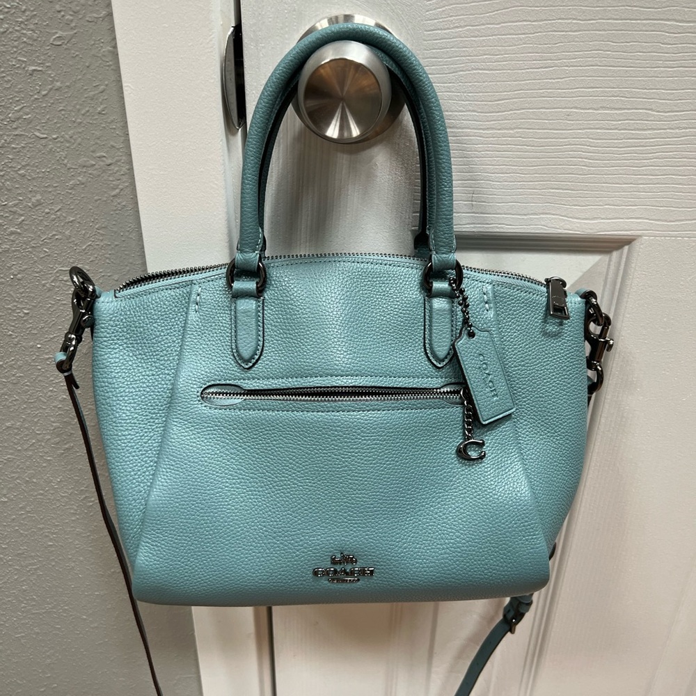 Coach Elise Satchel in Gunmetal/Marine Pebble Purse
